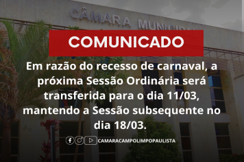 Alteração Sessão Ordinária