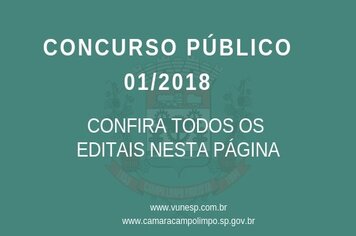 Confira todas as publicações de Editais do Concurso Público nº 01/2018.